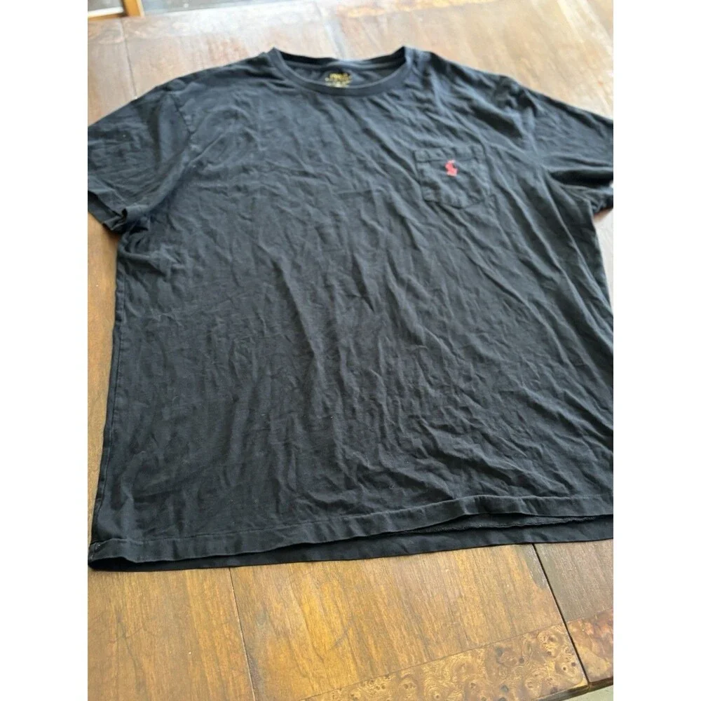 Polo Ralph Lauren Mens T-Shirt Large Black Short Sleeve Red Pony Logo Crewneck